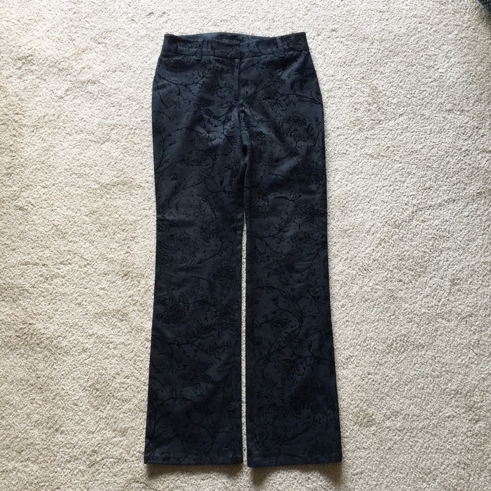 Ideology Black Pants With Velvet Floral Design S4